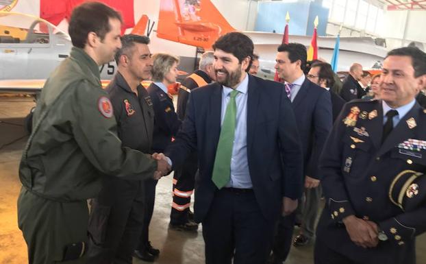 El jefe del Ejecutivo regional, Fernando López Miras, asistió a la presentación de los actos conmemorativos del 75 aniversario de la Academia General del Aire en San Javier./CARM