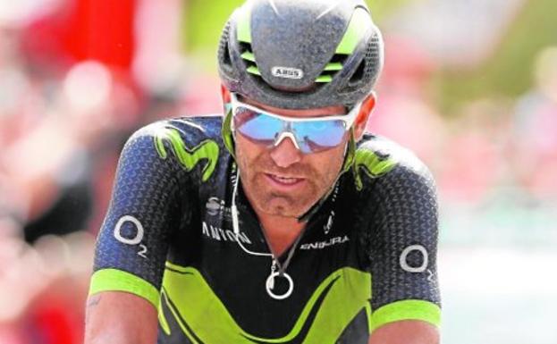 José Joaquín Rojas, tras entrar en la meta de Alhama, ayer.
