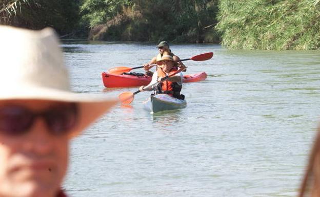 Piragüistas en el río./