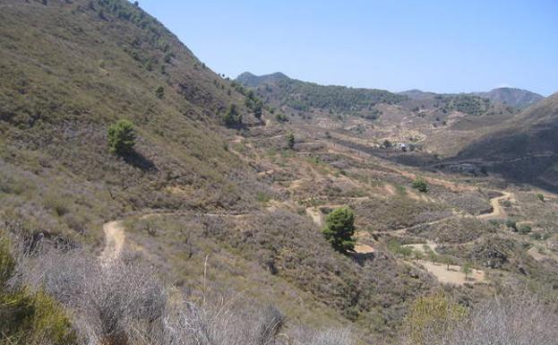 El camino por el que circulamos en bici, encaramado a la ladera del monte.