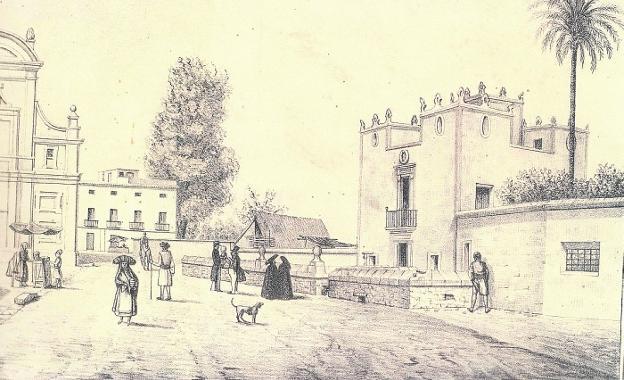 Histórico. Uno de los pocos grabados que se conservan sobre el entorno de las Agustinas, a la izquierda de la imagen./