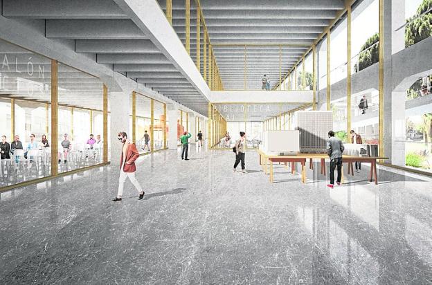 Recreación del interior de la nueva Escuela de Arquitectura./ UPCT