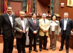 LORQUINOS. Pujante, Soler, Jódar, Campos, Aquilino y Quiñonero, ayer en la Asamblea. / LA VERDAD/