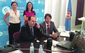 Un momento de la videoconferencia, en la UPCT. :: LV/