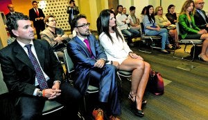 Algunos de los profesionales que ayer asistieron en Novotel a la jornada de Adecco. :: N. García/AGM/