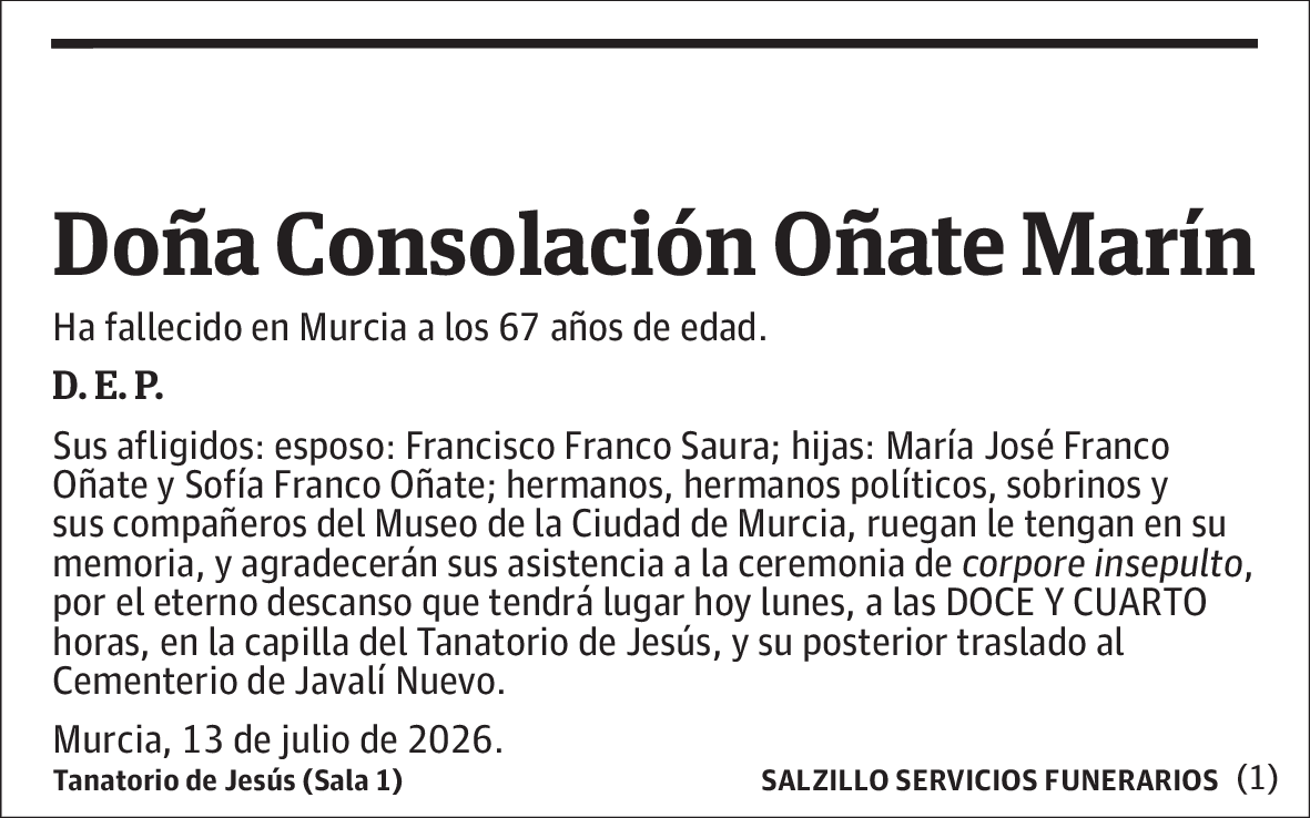 María Consolación Oñate Marín