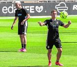 Gallar (izquierda) y De Blasis (derecha) entrenando./J. M. RODRÍGUEZ / AGM