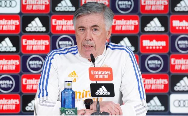 Carlo Ancelotti, at a press conference. 