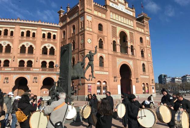 Muleños drummers, this Saturday, in Madrid.