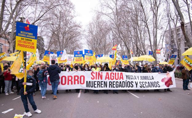 Demonstrators from the Altiplano, this Sunday, in the demonstration in Madrid. 