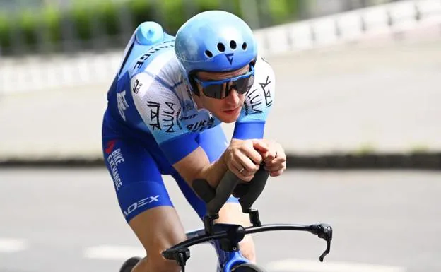 Simon Yates, during the time trial. 