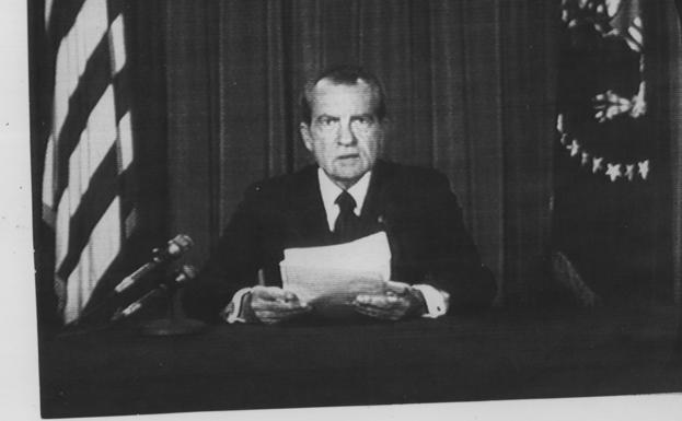 Former US President Richard Nixon announced his resignation in 1974.