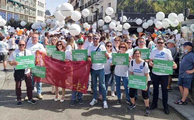Nurses of the Region in the demonstration held this Saturday in Madrid.