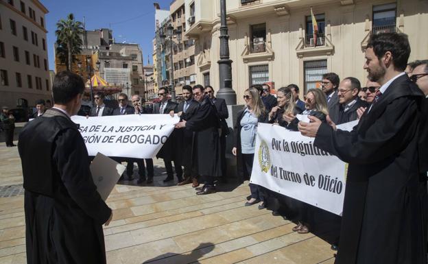 File image of a protest by legal aid lawyers. 