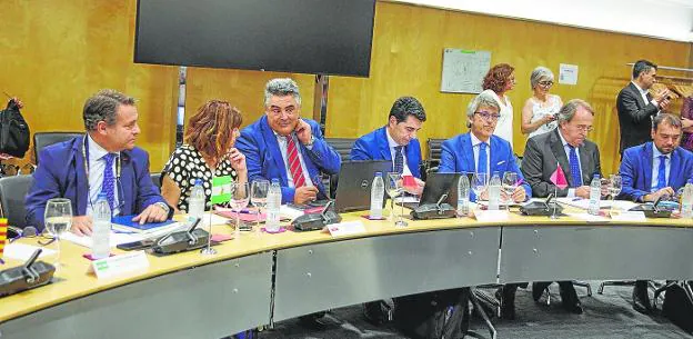 A moment from yesterday's meeting of the Fiscal and Financial Policy Council, with the head of Economy and Finance of the Region, Luis Alberto Marín –third from the right–. 