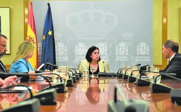 The Minister of Health, Carolina Darias, yesterday, during the meeting of the Interterritorial Council. 