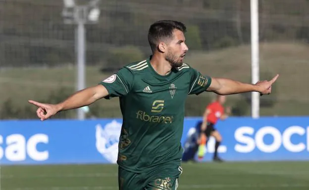 Dani Vega celebrates one of the two goals scored against Real Sociedad B.