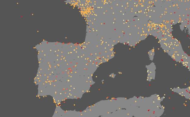 The interactive map that indicates the battles that took place in Spain. 