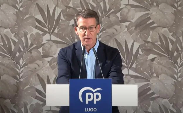 The president of the Popular Party (PP), Alberto Núñez Feijóo, in Lugo. 
