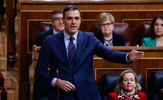 The President of the Government, Pedro Sánchez, at the Government Control session this Wednesday in Congress.