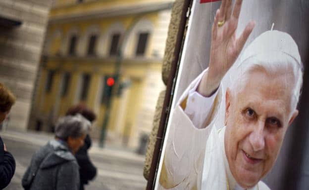 A poster of Benedict XVI in the streets of Rome. 