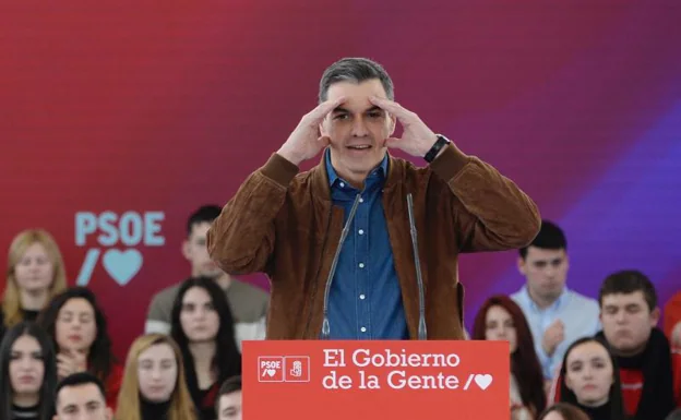 Pedro Sánchez, during the rally in Valladolid. 