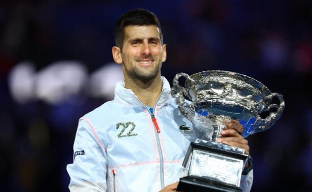 Novak Djokovic, full of joy after winning his 22nd Grand Slam
